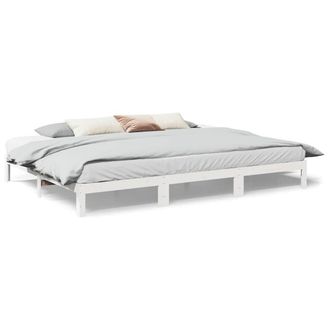 Berkfield Home Family Bed Frame No Mattress White 270x200 cm Solid Wood Pine