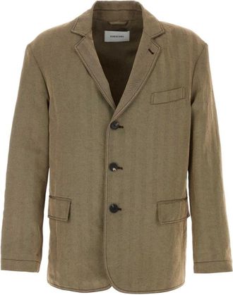Ferragamo Geborduurde Blazer van Linnenmix - Heren - Blazers - Bruin - M - Linnen - Jassen