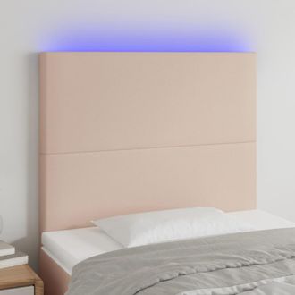 vidaXL Cabecero Luces Led Cuero Sint&eacute;tico Capuchino 100x5x118/128cm Vidaxl