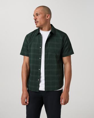 Vuori Clothing Short Sleeve Plaid Button Down Shirt | Evergreen | Medium