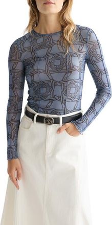 Scotch & Soda Printed Seamed Mesh Top in Horseshoes Infinity at Nordstrom, Size X-Small