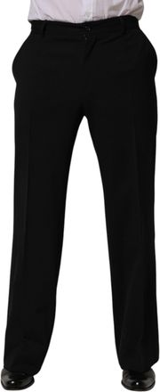 Dolce & Gabbana Black Wool Straight Men Dress Trouser Mens Pants (Pre-Owned)