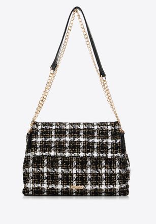 Wittchen Dames Boucl&eacute; Messenger Bag in Zwart en Wit Polyester