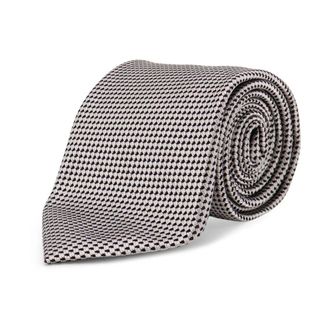 Tom Ford Accessoires, Heren, Grijs, ONE Size, Micro-pattern Zijden Stropdas