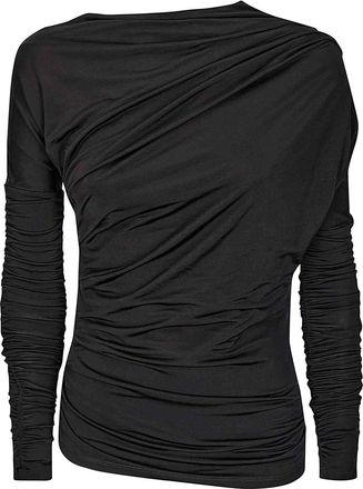 Ganni Shiny Jersey Ruched Top