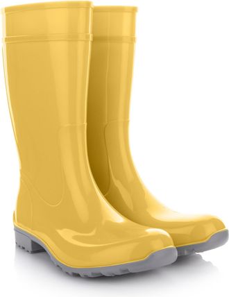 Lemigo Womens Wellington Boots Waterproof High Rain Boots Garden Shoes 967 Ilse, Yellow / grey, 9 UK
