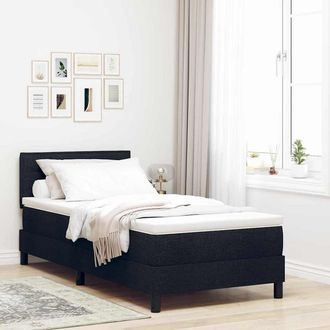 vidaXL Vidaxl - Letto A Molle Con Materasso Nero 90 X 190 Cm Tessuto