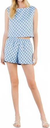 THML Clothing Polka Dot Relaxed Shorts In Blue