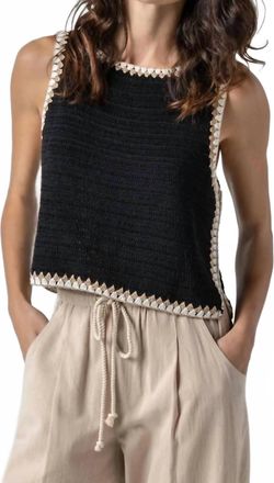 Lilla P Crochet Tank Top In Black