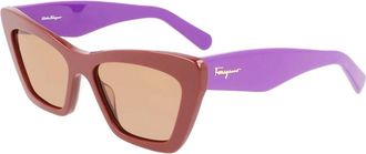 Ferragamo Stijlvolle zonnebril in donkerbruin violet - Dames - Zonnebrillen - Paars - 55 MM - Accessoires