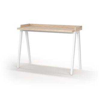HERDASA Escritorio melamina y haya roble patas blanco 81x111x50