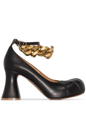 Stella McCartney Groove chain-strap pumps - women - Artificial Leather/Rubber/Artificial Leather - 36 - Black