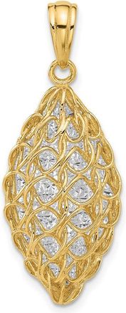 Diamond2Deal 14k Two-tone Gold Polished and Dia-cut Pendant