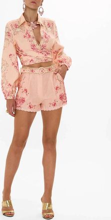 Camilla Tuck Front Short In Blossoms And Brushstrokes