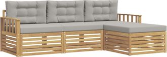 vidaXL Conjunto De Sof&aacute;s De Exterior 4 Uds. Blanco Y Gris Claro Vidaxl
