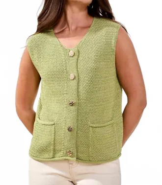 Tribal Sweater Vest In Kiwi Zest