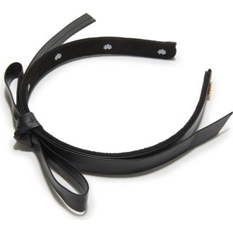Lele Sadoughi Bardot Faux Leather Headband in Jet 001 at Nordstrom