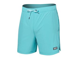 Saxx Underwear Oh Buoy 2-in-1 5 Volley Mens Swimwear Turquoise : 2XL, Polyester/Mesh/Elastane