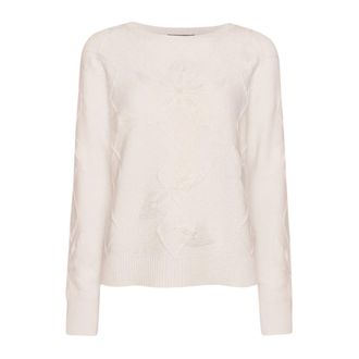 Elena Miro Maglia Scollo a Barca - Dames - Ronde hals truien - Wit - S - Truien & Vesten