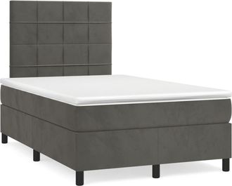 vidaXL Cama Box Spring Con Colch&oacute;n Terciopelo Gris Oscuro 120x190 Cm Vidaxl