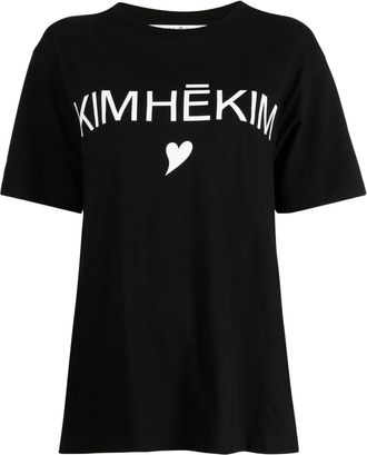 Kimhekim logo-print T-shirt - women - Cotton - S - Black
