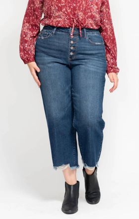Judy Blue Button Fly Hem Crop Jeans In Blue