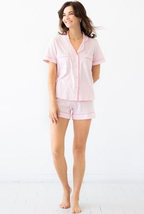 Salua Classic Luxury Shorties Pajamas in Brushed Pima Cotton in Light Pink/bubble Gum at Nordstrom, Size X-Large