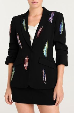 Cinq &agrave; Sept Sequin & Paillette Detail Jacket in Black/Multi at Nordstrom, Size 12