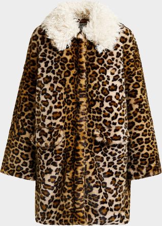 Essentiel Leopard-Printed Faux Fur Coat
