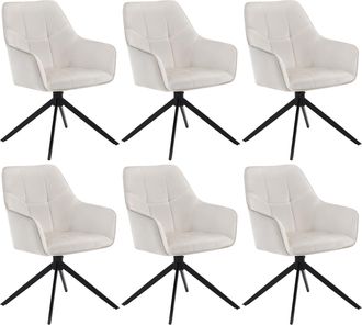 Woltu Woltu - Juego De 6 Sillas De Comedor Con Patas De Metal. Respaldo Y Asiento Giratorio. En Terciopelo Crema