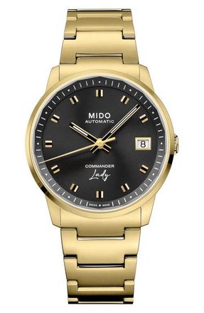 Mido Commander Lady Black Dial Automatic Bracelet Watch, 35mm at Nordstrom