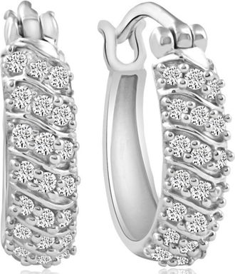 Pompeii3 1/4Ct Small Diamond Hoops in 10k White Gold 1/2 Tall