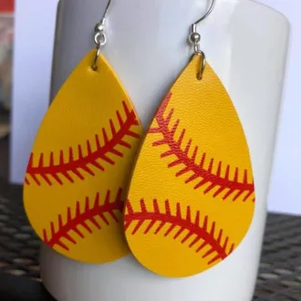 White Label Womens Softball Earrings In Yellow