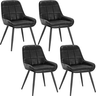 Woltu 4x Sillas De Comedor Silla Ergon&oacute;mica Con Respaldo Silla De Piel Sintetica En Estructura Metal Sillas Para Dormitorio Sal&oacute;n Comedor Y Cocina Negro - W