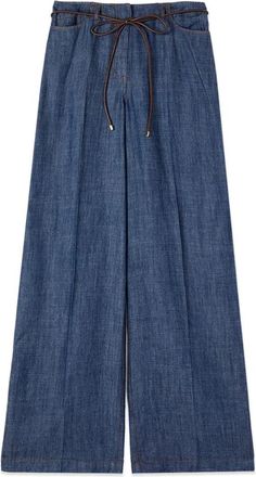 Oltre Wide-leg palazzo broek met denim-effect - Dames - Loose Fit Jeans - Blauw - 2XL - Denim - Jeans