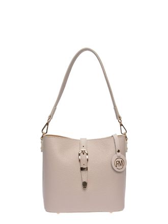 Roberta M Beige Rundleer Tas
