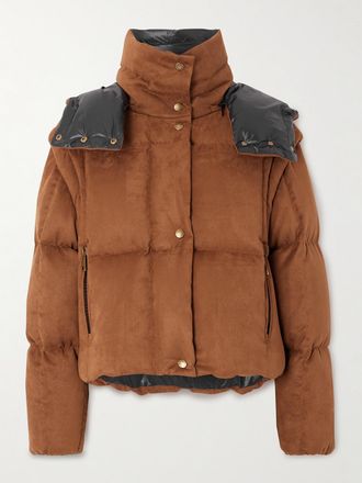 Moncler Piumino Convertibile In Fustagno Spazzolato Con Cappuccio Paterne - Marrone