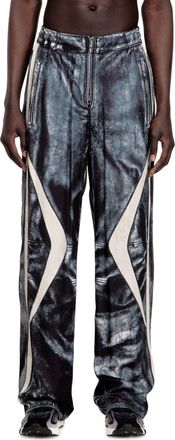 Diesel Biker-trompe loeil satin track pants - Pants - Man - Blue