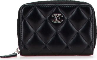 Chanel Portamonete CC in pelle di agnello trapuntata 2021 - Nero