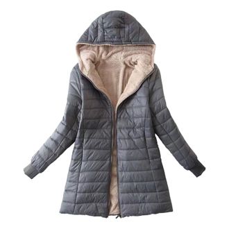 Generic Womens Down Jacket Fashionable Longline Puffer Coats Lightweight Waterproof Padded Coat with Pockets Loose Fit Quilted Down Warm Down Jacket Open Fron