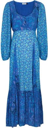 Rixo Blue Virginia Floral-Print Maxi Dress Size XL