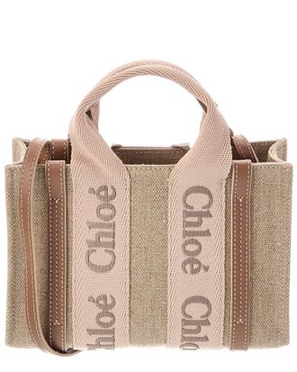 Chlo&eacute; Woody Mini Canvas & Leather Tote