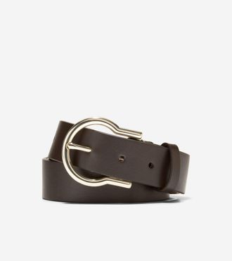 Cole Haan Womens 32MM Hinged Buckle Belt - Brown Size Medium