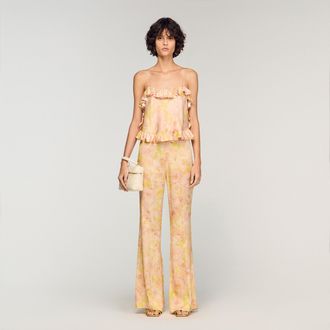 Sandro Floral-print floaty trousers