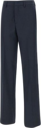 Iceberg Straight Trousers, female, Blue, XL, Regular Fit Pinstriped Viscose Trousers