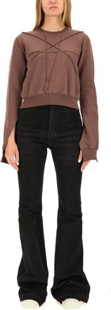 Rick Owens Brown Textured Crew Neck Sweatshirt