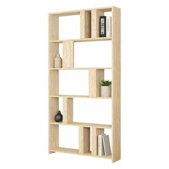 Dmora Librer&iacute;a Tribogna, Biblioteca 4 Estantes, Instalaci&oacute;n Libre, Estructura Vertical, 90x20x180h Cm Beige M&aacute;rmol