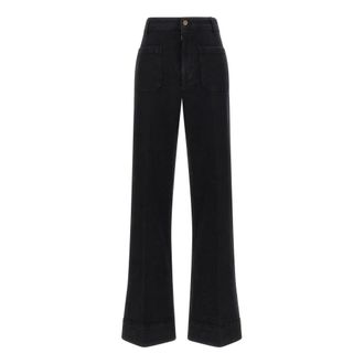 Victoria Beckham Alina Jeans - female - Victoria Beckham - Wide Trousers - Black - W28 - Trousers