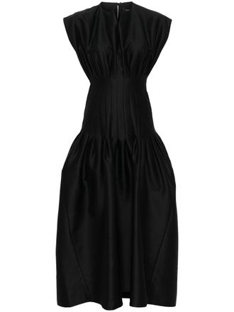 Fabiana Filippi pleated maxi dress - women - Cotton/Silk/Acetate/Silk - 46 - Black