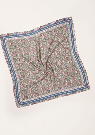 Fat Face FatFace Green Satin Ditsy Floral Square Scarf